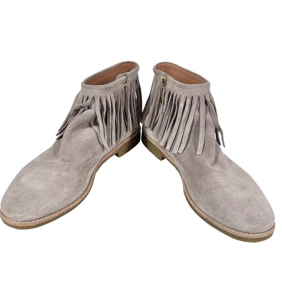 Kate Spade Betsie Suede Fringe Ankle Boots 10.5 M Gray Boho Folk Western Used - Picture 2 of 11